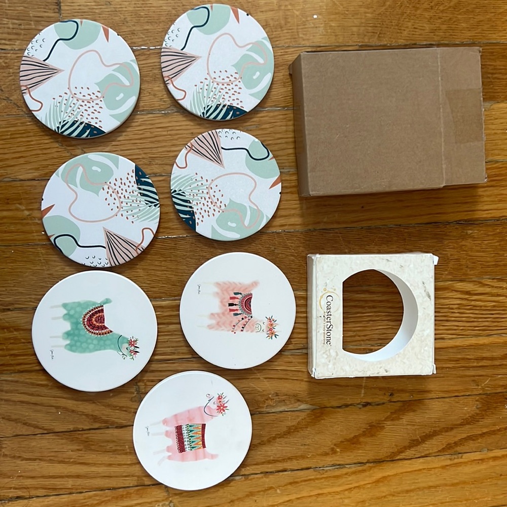 CoasterStone Lovely Llamas Set of 3 Coasters and Nipichsha Coasters Set of 4